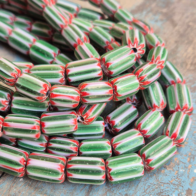 1 LINE/STRING PACK' SIZE APPROX' 13x10 MM' HANDMADE CHEVRON GLASS BEADS