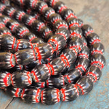 1 LINE/STRING PACK' SIZE APPROX' 12-13 MM' HANDMADE CHEVRON GLASS BEADS