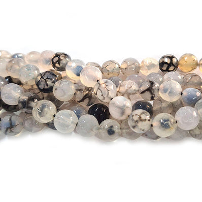 8mm Round Faceted Onyx Beads with a glossy finish, perfect for bracelets, necklaces, and premium jewelry making. Durable, elegant, and ideal for designers and DIY creators. Sold Per Line, approx 45~46 beads