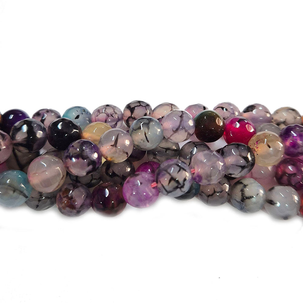 8mm Round Faceted Onyx Beads with a glossy finish, perfect for bracelets, necklaces, and premium jewelry making. Durable, elegant, and ideal for designers and DIY creators. Sold Per Line, approx 45~46 beads