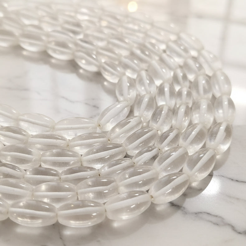 CRYSTAL QUARTZ' 1 LINE PACK' 14x7 MM APPROX SIZE (SHAFTIK) 24-25 BEADS