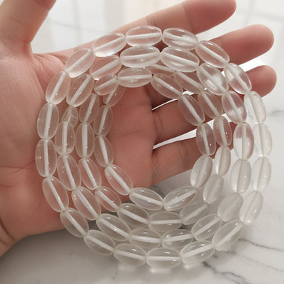 CRYSTAL QUARTZ' 1 LINE PACK' 14x7 MM APPROX SIZE (SHAFTIK) 24-25 BEADS