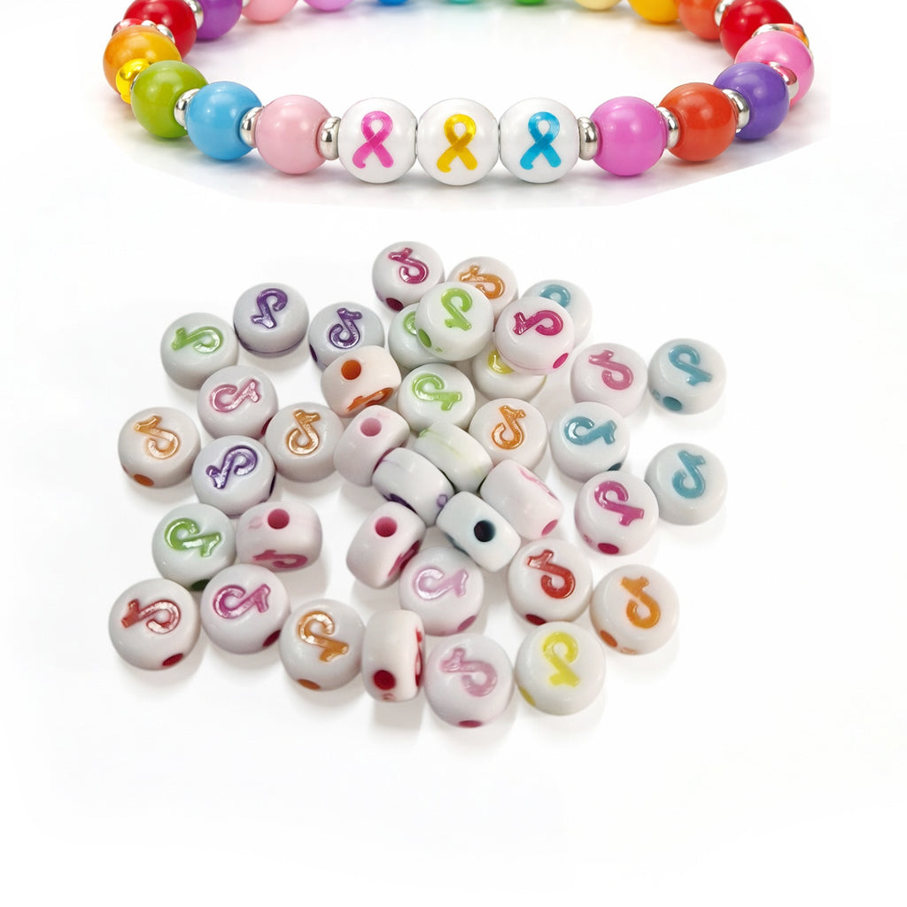200pcs, Awareness, Flat Round Shape, DIY Beads, best for bracelet making