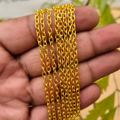 1 Piece Pack of 85 Cm Long' Best Quality 3x4 mm gold plated chain for jewelry making