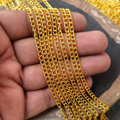 1 Piece Pack of 85 Cm Long' Best Quality 3x5 mm very thin gold plated chain for jewelry making