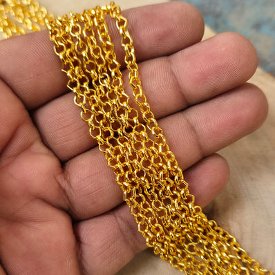 1 Piece Pack of 85 Cm Long' Best Quality 4 mm very thin gold plated chain for jewelry making