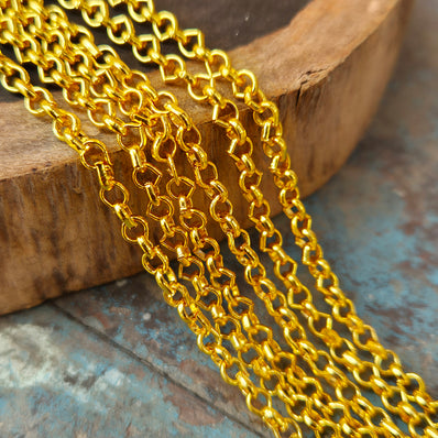 1 Piece Pack of 85 Cm Long' Best Quality 4 mm very thin gold plated chain for jewelry making