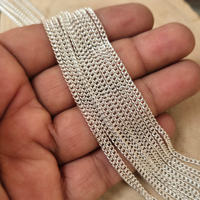 1 Piece Pack of 85 Cm Long' Best Quality 2x3 mm Silver plated chain for jewelry making