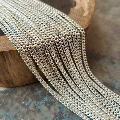 1 Piece Pack of 85 Cm Long' Best Quality 2x3 mm Silver plated chain for jewelry making