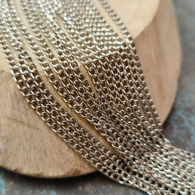 1 Piece Pack of 85 Cm Long' Best Quality 2x3 mm Rhodium Silver plated chain for jewelry making