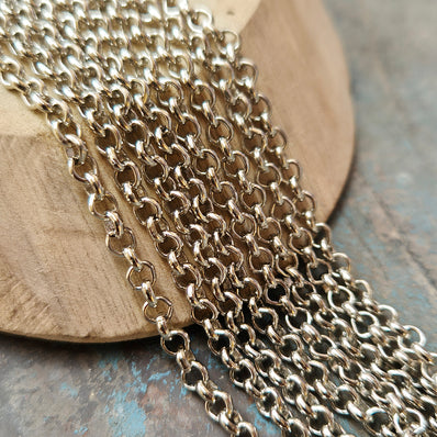 1 Piece Pack of 85 Cm Long' Best Quality 4 mm Rhodium Silver plated chain for jewelry makin