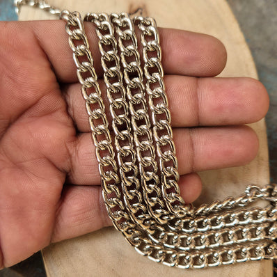 1 Piece Pack of 85 Cm Long' Best Quality 7x9 mm Rhodium Silver plated chain for jewelry making
