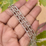 1 Piece Pack of 85 Cm Long' Best Quality 6x12 mm Rhodium Silver plated chain for jewelry making