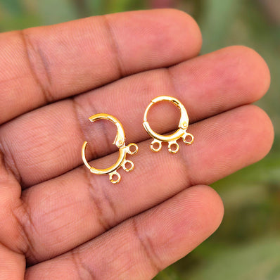 1 PAIR PACK (2 PIECES)' 14 K GOLD PLATED LIVER BACK HOOPS