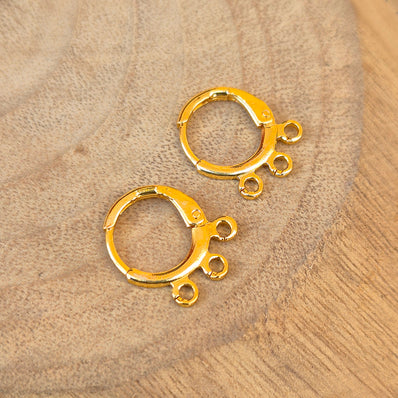1 PAIR PACK (2 PIECES)' 14 K GOLD PLATED LIVER BACK HOOPS