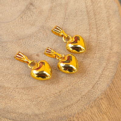 4 PIECES PACK' 10 MM APPROX SIZE' DESIGNER GOLD POLISHED HEART CHARMS