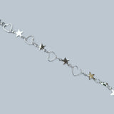 1 Meter Pack' Brass Silver Plated Star and Heart Chain for jewelry making