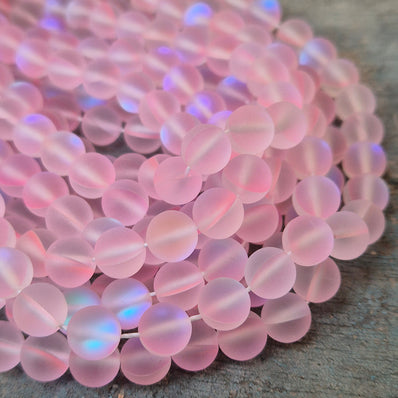 1 STRING/LINE PACK MYSTIC AURA QUARTZ 8 MM ROUND 46-47 BEADS APPROX