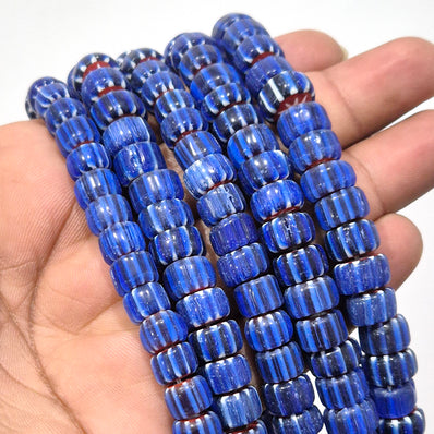 1 LINE/STRING PACK' SIZE APPROX' 9x6 MM' HANDMADE CHEVRON GLASS BEADS