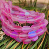 MYSTIC AURA QUARTZ TUMBLE BEADS, MATTE HOLOGRAPHIC BEADS 10-14 MM PPROX' SOLD PER LINE ABOUT 27-30 BEADS