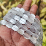 MYSTIC AURA QUARTZ TUMBLE BEADS, MATTE HOLOGRAPHIC BEADS 10-14 MM PPROX' SOLD PER LINE ABOUT 27-30 BEADS