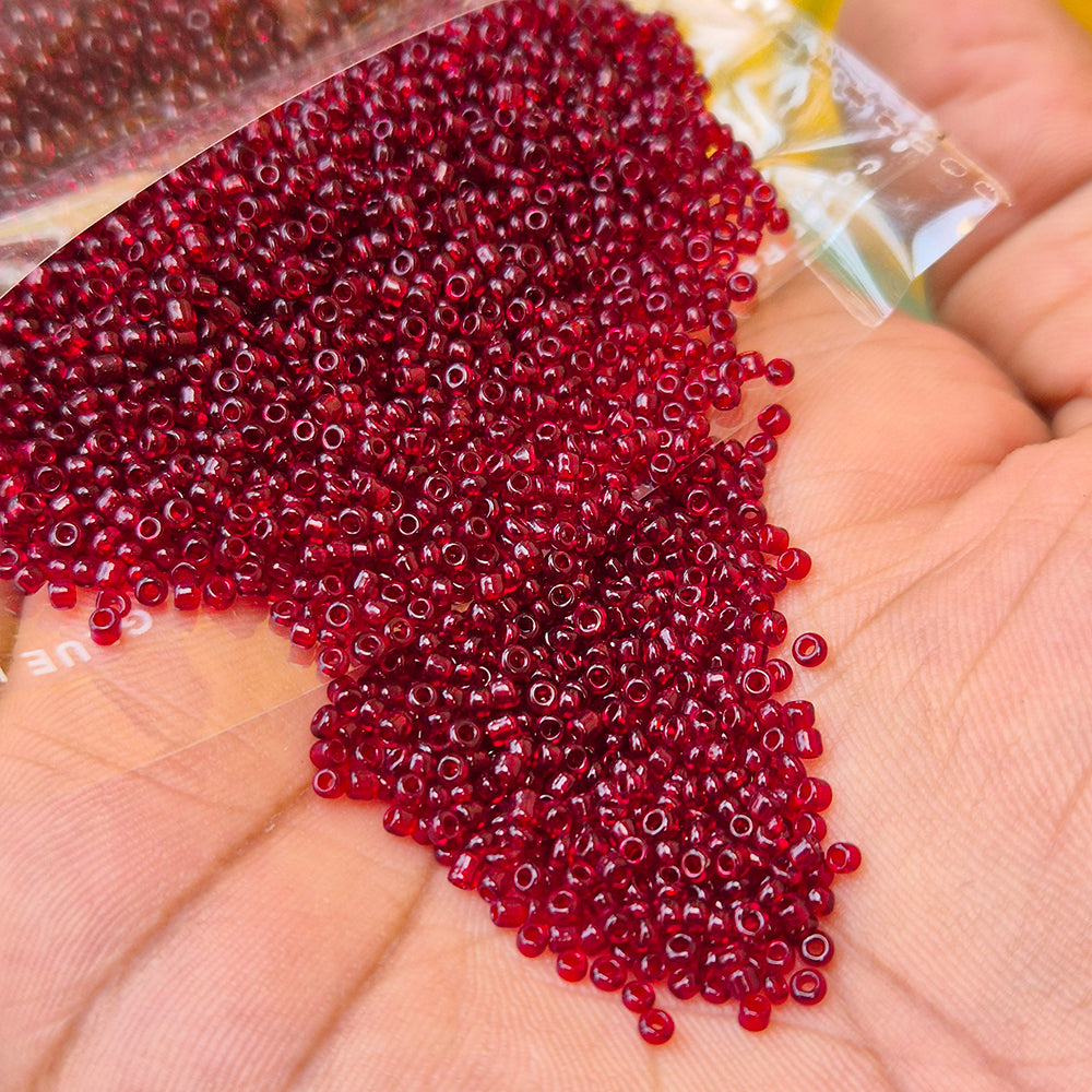 50 GRAMS PACK' 11-0 MAROON RED INDIAN GLASS SEED BEADS
