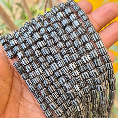 1 LINE/STRING PACK' SIZE APPROX' 6x7 MM' HANDMADE CHEVRON GLASS BEADS