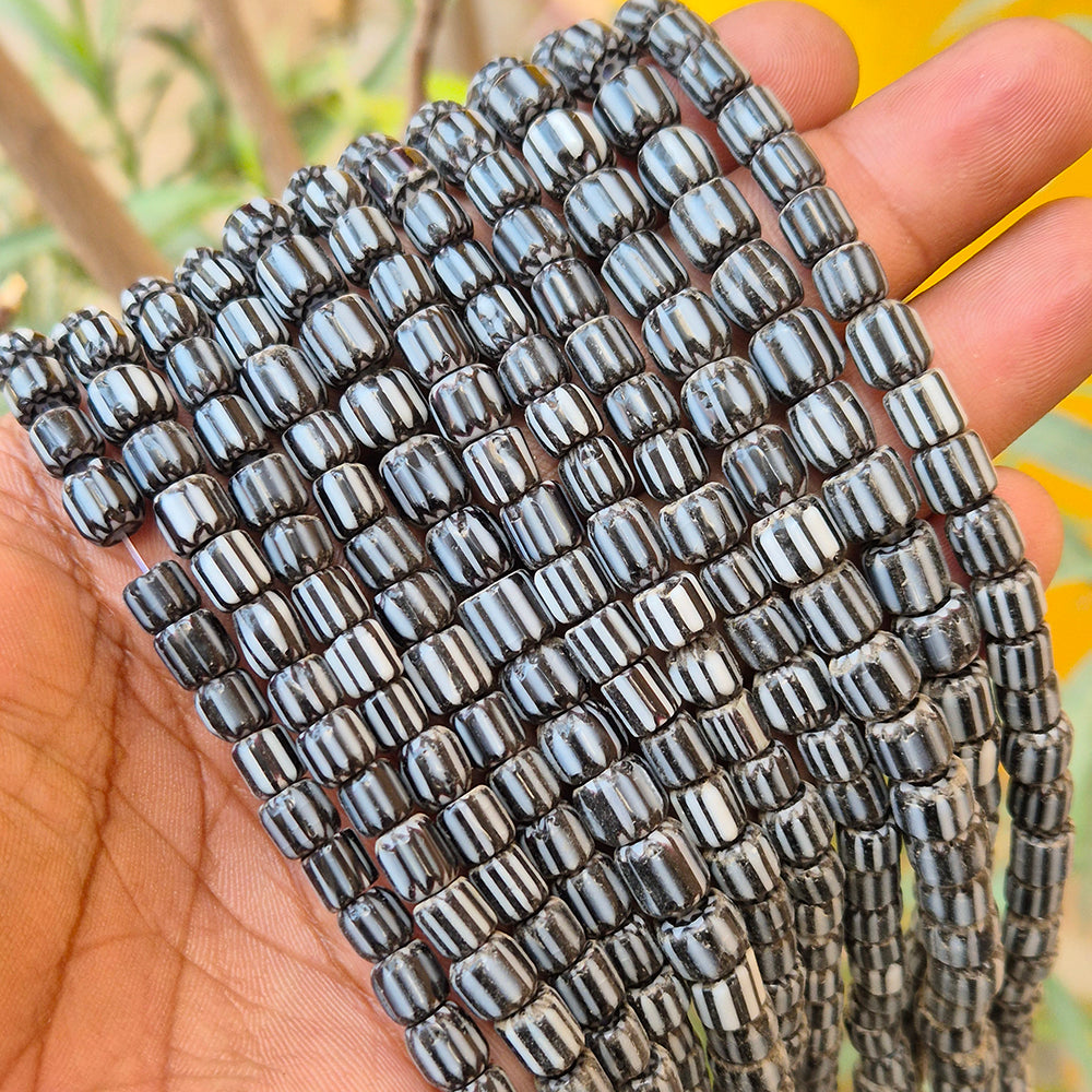 1 LINE/STRING PACK' SIZE APPROX' 6x7 MM' HANDMADE CHEVRON GLASS BEADS