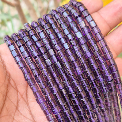 5 Line/ Strands, 5mm Size, Crystal Cube glass beads, 1 strand/Line approx 16" Inches, approx 86 beads