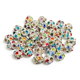 8mm Multicolor Rhinestone Ball Beads – Silver Plated Crystal Spacer Beads for Jewelry Making | 10 Pieces Per Pack