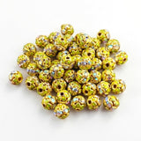 6mm Meenakari Rhinestone Ball Beads – Green & Gold Decorative Spacer Beads | Jewelry Making Supplies | 10 Pieces Per Pack