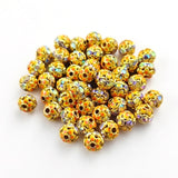 6mm Gold Meenakari Rhinestone Ball Beads – Crystal AB Decorative Spacer Beads | 10 Pieces Pack