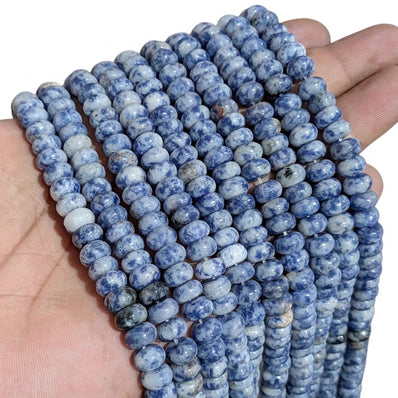 Natural Sodalite Rondelle Gemstone Beads 5x8mm | Approx. 74-75 Beads Per Strand | Jewelry Making Supplies