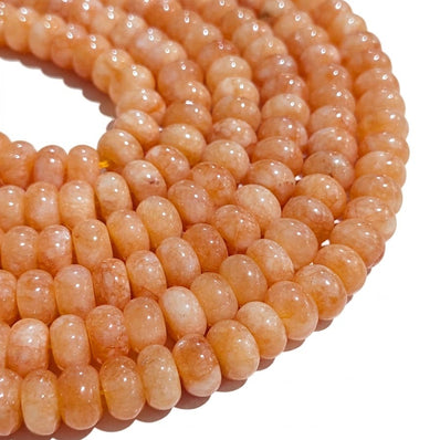 Natural Peach Aventurine Rondelle Gemstone Beads 5x8mm | Approx. 74-75 Beads Per Strand | Jewelry Making Supplies