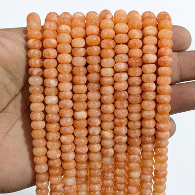 Natural Peach Aventurine Rondelle Gemstone Beads 5x8mm | Approx. 74-75 Beads Per Strand | Jewelry Making Supplies