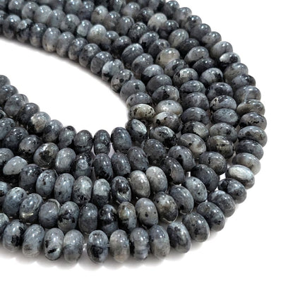 Natural Larvikite (Black Labradorite) Rondelle Gemstone Beads 5x8mm | Approx. 74-75 Beads Per Strand | Jewelry Making Supplies