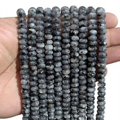 Natural Larvikite (Black Labradorite) Rondelle Gemstone Beads 5x8mm | Approx. 74-75 Beads Per Strand | Jewelry Making Supplies