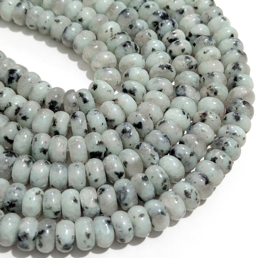 Natural Kiwi Jasper Rondelle Gemstone Beads 5x8mm | Approx. 74-75 Beads Per Strand | Jewelry Making Supplies