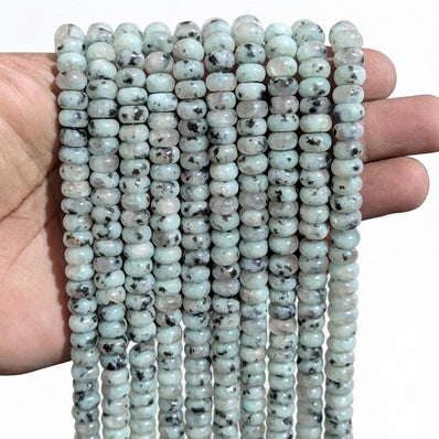 Natural Kiwi Jasper Rondelle Gemstone Beads 5x8mm | Approx. 74-75 Beads Per Strand | Jewelry Making Supplies