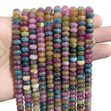 Natural Jade Tourmaline Rondelle Beads 5x8mm | Multi Color Gemstone Beads | 74-75 Beads Per Strand | Jewelry Making Supplies