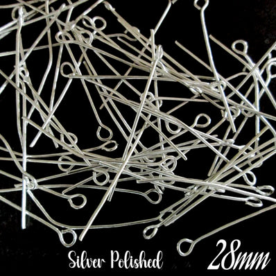 50 Grams Pack,  in a Pack 28mm Size eye pin (Loop pin) in 23 Gauge wire for