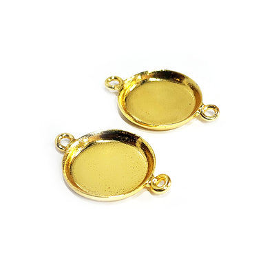4 PIECES PACK' 15x22 MM APPROX SIZE' BEZEL CONNECTOR CHARMS' DUAL LOOP' BRASS MADE
