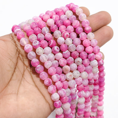 1 LINE/STRING PACK' APPROX' 8 MM 46-48 PIECES BEADS DRAGON VEIN MATT AGATE BEADS