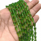 Green Faceted Cone Drop Crystal Glass Beads - 12x5 mm, 48-50 Pieces Per Strand