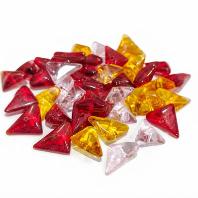 Czech Glass Triangle Beads Mix Pack - 11-12 mm, Set of 30 Pieces