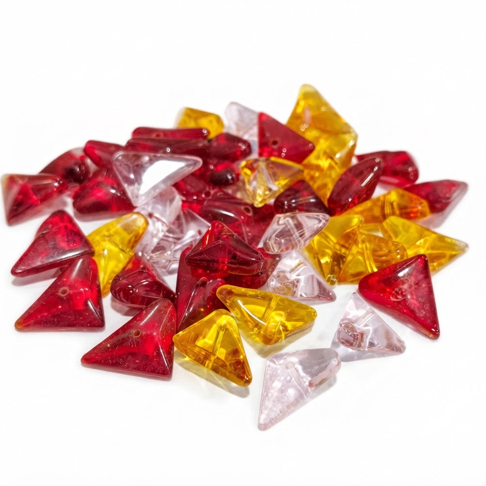 Czech Glass Triangle Beads Mix Pack - 11-12 mm, Set of 30 Pieces