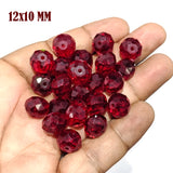 12x10mm Ruby Red Crystal Glass Faceted Rondelle Beads – Loose Pack of 20 Pieces for Jewelry Making