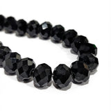 12x10mm Black Crystal Glass Faceted Rondelle Beads – Loose Pack of 20 Pieces for Jewelry Making