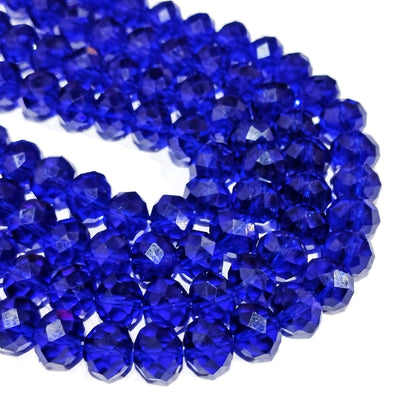 12x10mm Royal Blue Crystal Glass Faceted Rondelle Beads – Loose Pack of 20 Pieces for Jewelry Making