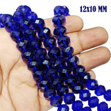 12x10mm Royal Blue Crystal Glass Faceted Rondelle Beads – Loose Pack of 20 Pieces for Jewelry Making